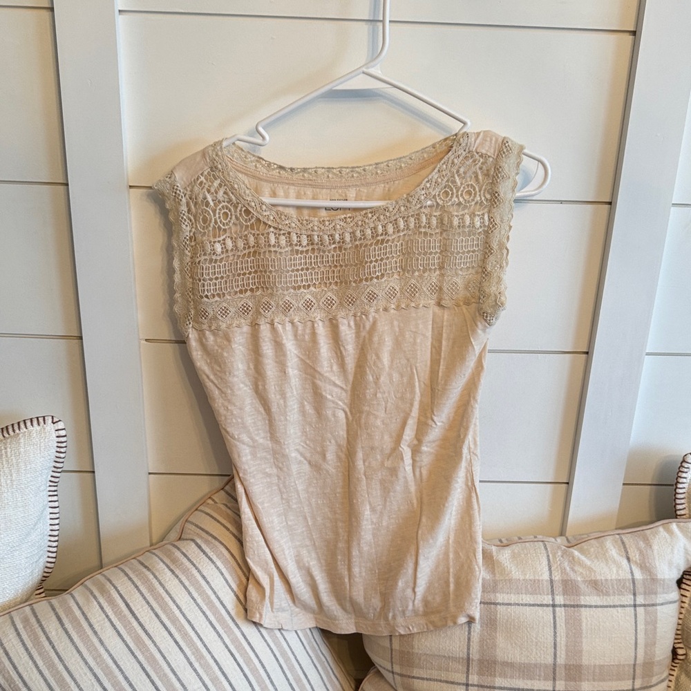LOFT Cream Lace Detail Women's Top